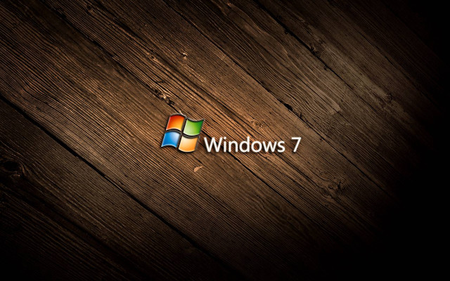 Wooden windows7 logo center computer free wallpaper for desktop - medium preview image