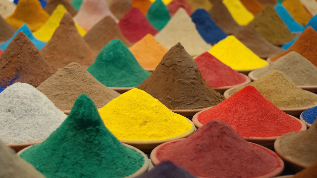 Colorful powders wooden bowls white free wallpaper for desktop - medium preview image