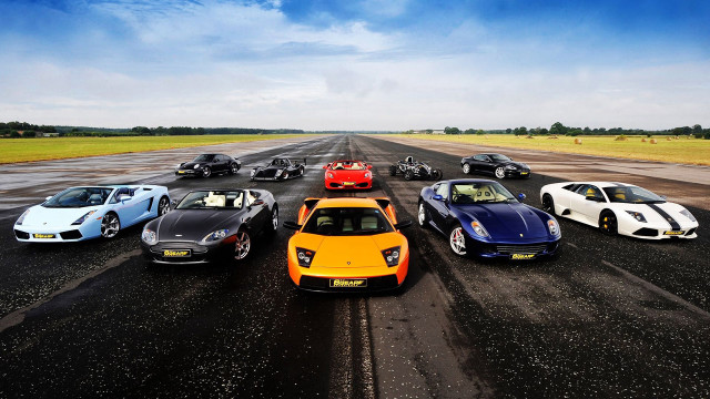 Sports cars race track blue free wallpaper for desktop - medium preview image