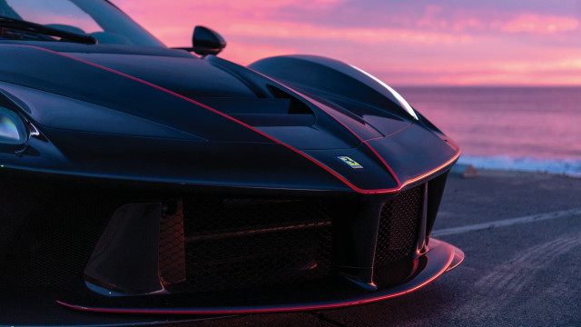 Black sports car ocean sunset #2 free wallpaper for desktop - medium preview image