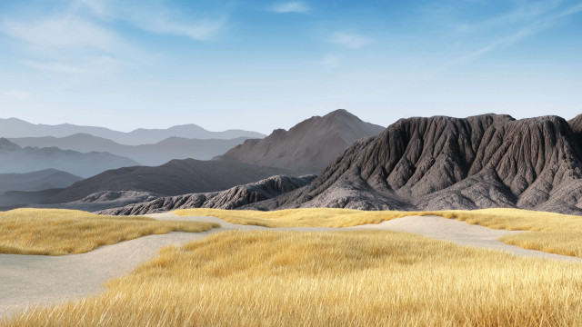 Mountain range grassy field blue #2 free wallpaper for desktop - medium preview image