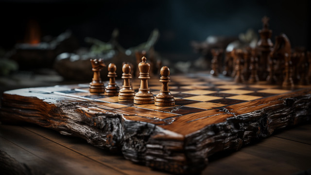 Chess wood 3d render city free wallpaper for desktop - medium preview image