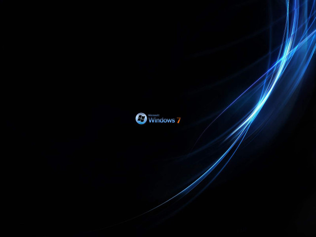 Dark background blue wave windows7 free wallpaper for desktop - medium preview image