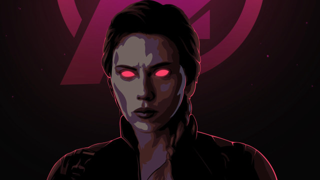 Red eyes woman black jacket free wallpaper for desktop - medium preview image