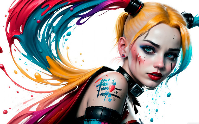 Colorful hair piercings tattoo paint free wallpaper for desktop - medium preview image