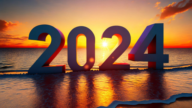 Numbers beach ocean sunset futurism free wallpaper for desktop - medium preview image