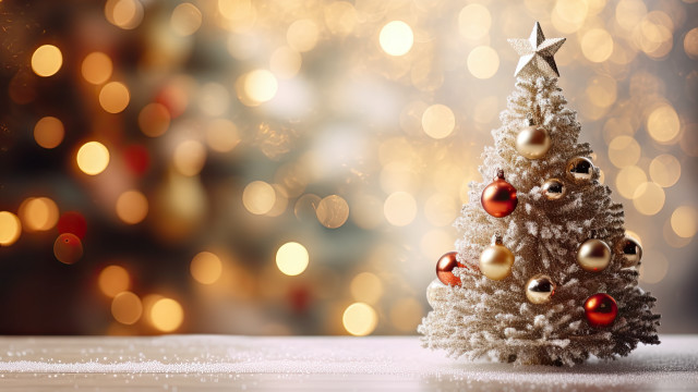 Christmas tree ornaments star bokeh free wallpaper for desktop - medium preview image