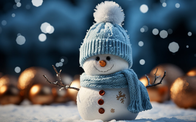 Snowman blue hat scarf christmas #2 free wallpaper for desktop - medium preview image