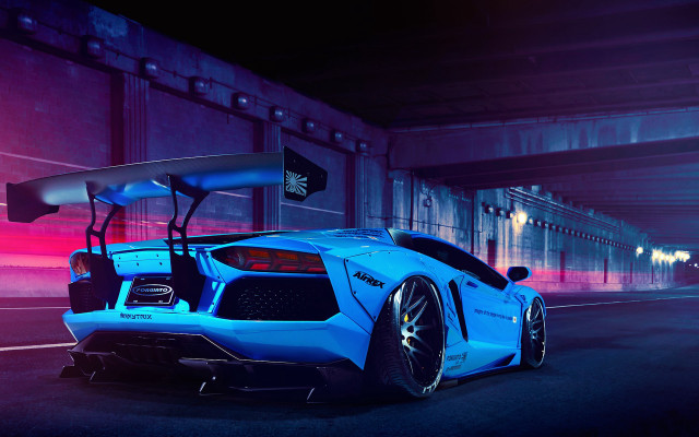 Blue sports car parking garage #9 free wallpaper for desktop - medium preview image