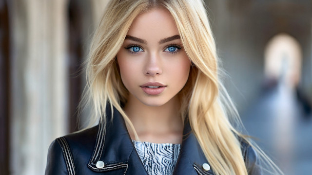 Blue eyes woman in building free wallpaper for desktop - medium preview image