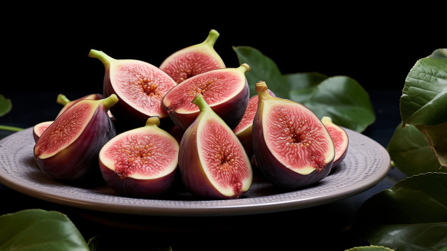 Figs plate leaves table black free wallpaper for desktop - medium preview image