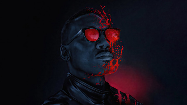 Man red glasses blood jacket free wallpaper for desktop - medium preview image
