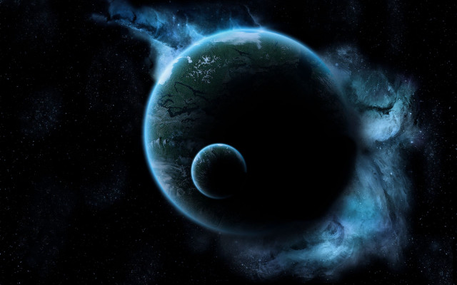 Black hole blue ring stars free wallpaper for desktop - medium preview image