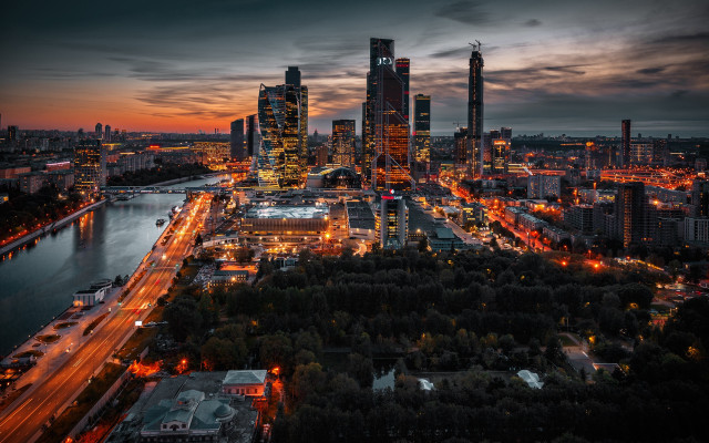 City skyline river bridge night #9 free wallpaper for desktop - medium preview image
