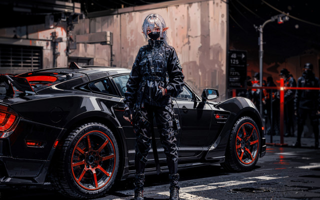 Man helmet sports car police free wallpaper for desktop - medium preview image