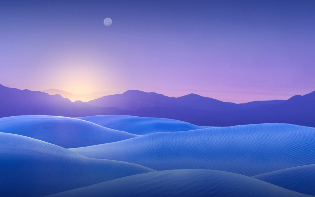 Sunset desert mountains moon city free wallpaper for desktop - medium preview image