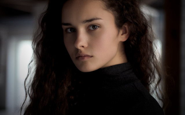 Woman serious look long hair free wallpaper for desktop - medium preview image