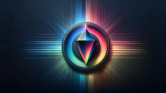 Colorful diamond logo black background free wallpaper for desktop - medium preview image