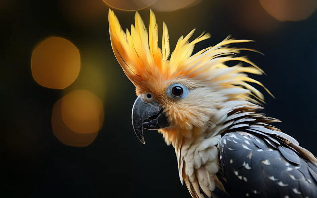 Bird yellow mohawk closeup art free wallpaper for desktop - medium preview image