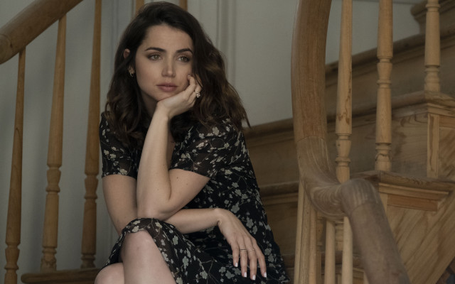 Woman sitting staircase black hair free wallpaper for desktop - medium preview image