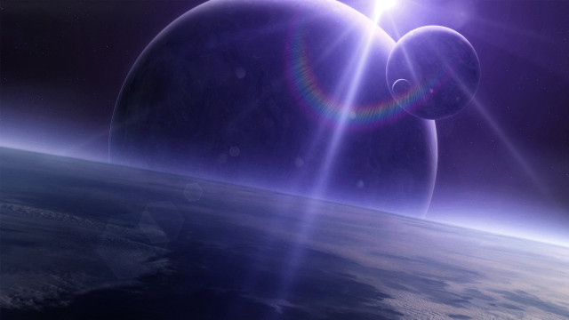 Space station rainbow earth horizon free wallpaper for desktop - medium preview image