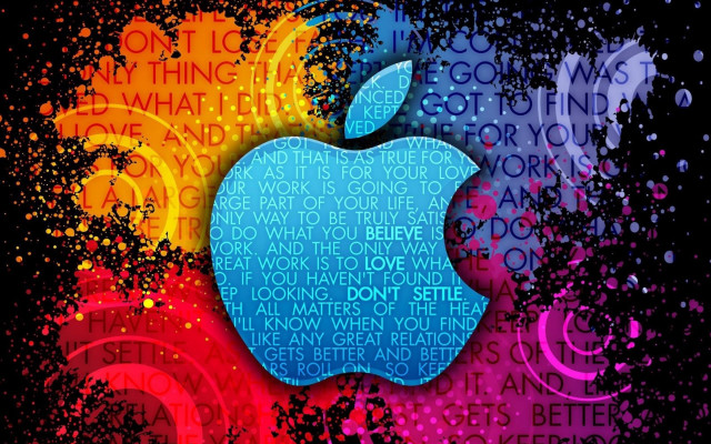 Apple logo colorful spraypaint black free wallpaper for desktop - medium preview image