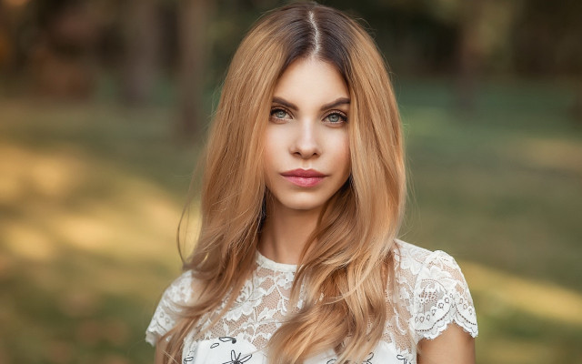 Woman long hair white top #3 free wallpaper for desktop - medium preview image