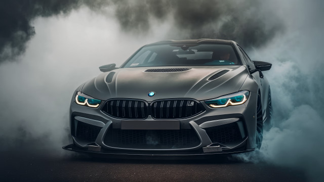 Bmw sports car smoke hood free wallpaper for desktop - medium preview image