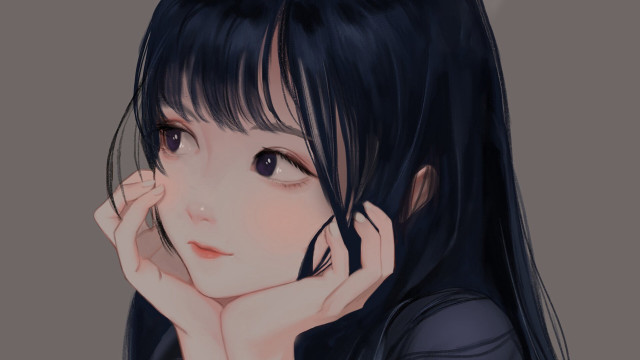 Girl black hair black shirt free wallpaper for desktop - medium preview image