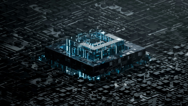 Building checkered tiles honeycomb fence free wallpaper for desktop - medium preview image