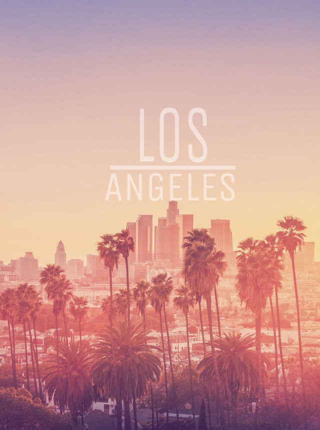 Los angeles sunset palm trees free wallpaper for mobile - medium preview image