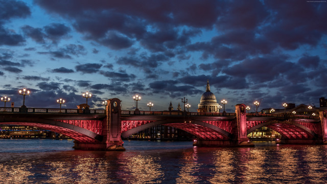Bridge red light cityscape moon free wallpaper for desktop - medium preview image