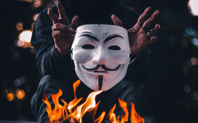 Mask flames dystopian cyberpunk burner free wallpaper for desktop - medium preview image