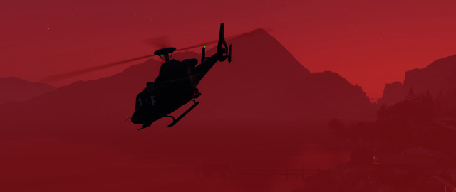 Helicopter mountain red sky sunset free wallpaper for desktop - medium preview image