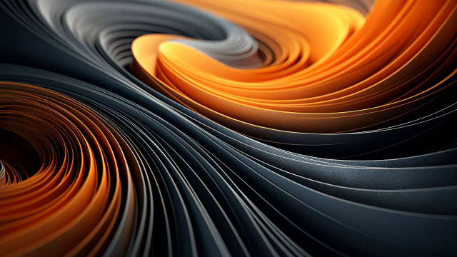 Curved orange black abstract 3d free wallpaper for desktop - medium preview image