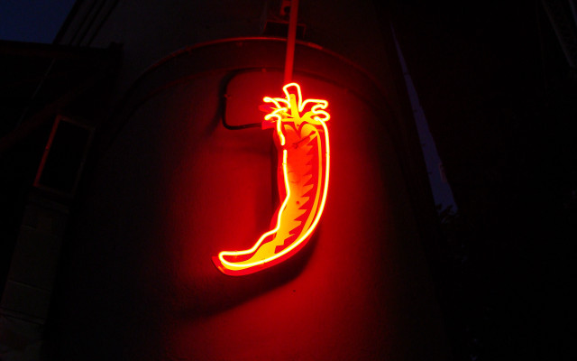 Neon carrot dark glowing red free wallpaper for desktop - medium preview image