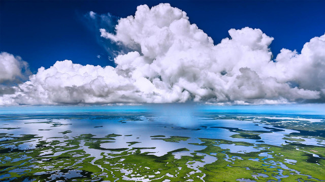 Large cloud water green field free wallpaper for desktop - medium preview image