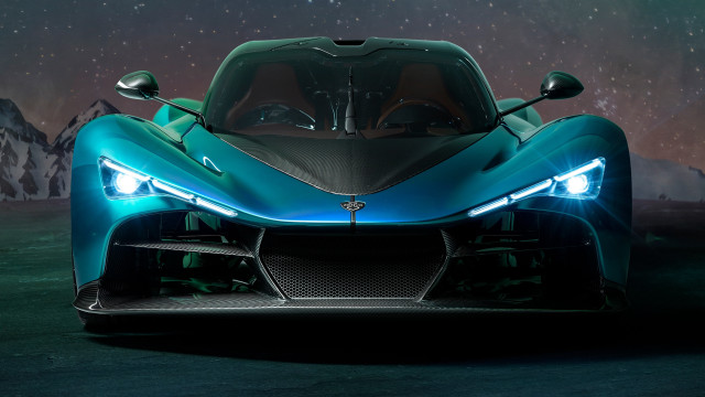 Futuristic car starry sky mountain free wallpaper for desktop - medium preview image