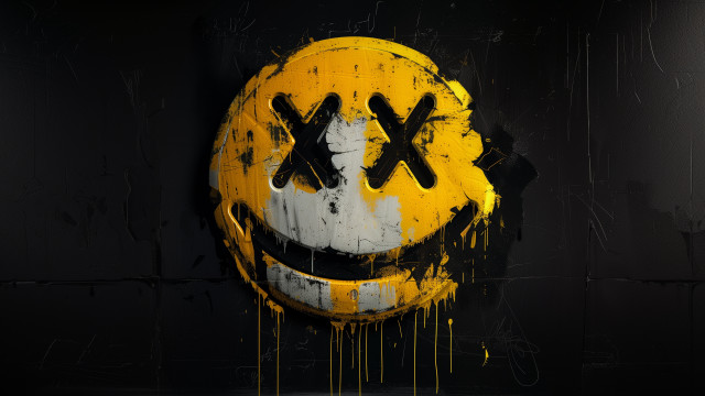 Smiley black wall yellow dripping free wallpaper for desktop - medium preview image