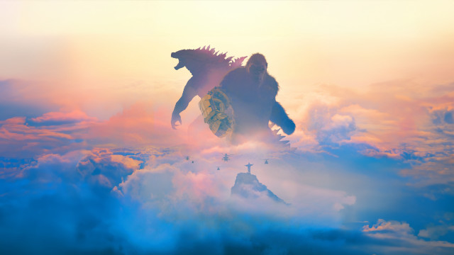 Godzilla flying clouds mountains bird free wallpaper for desktop - medium preview image