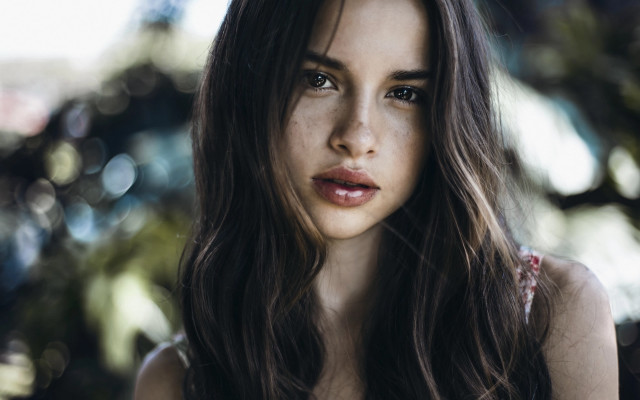 Woman longhair seriousface bokeh makeup free wallpaper for desktop - medium preview image