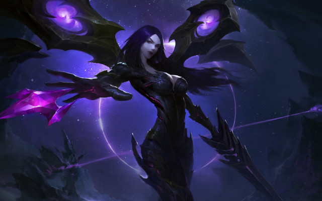 Woman sword demonsky purple starry free wallpaper for desktop - medium preview image