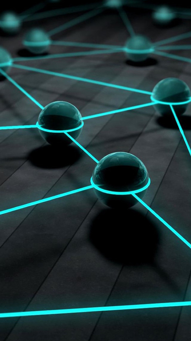 Black floor blue lights circles free wallpaper for mobile - medium preview image