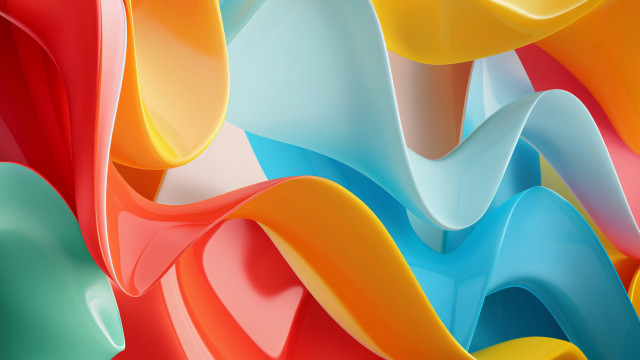 Colorful abstract wavy shapes 3d free wallpaper for desktop - medium preview image