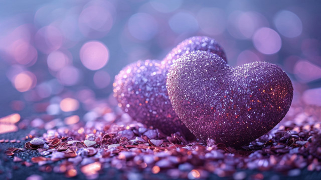Purple hearts gravel bokeh christmas free wallpaper for desktop - medium preview image