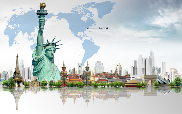 Liberty worldmap reflection cinematic matte free wallpaper for desktop - medium preview image