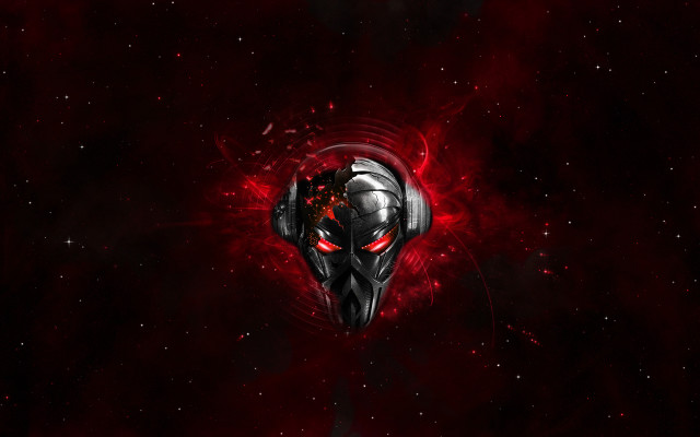Red mask space stars cyberpunk free wallpaper for desktop - medium preview image