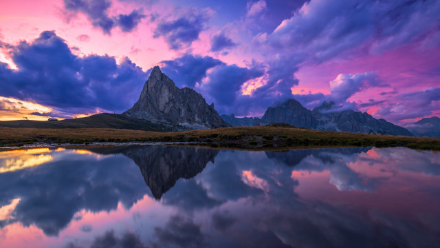 Mountain lake purple sky clouds #4 free wallpaper for desktop - medium preview image