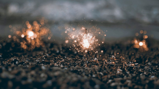 Fireworks night sky city lights free wallpaper for desktop - medium preview image