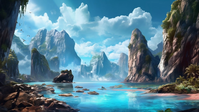 Mountain lake forest sky clouds #5 free wallpaper for desktop - medium preview image